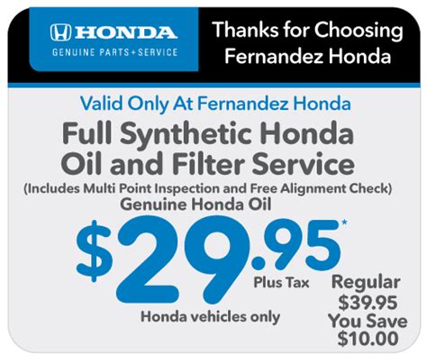 When you use our coupons and get your Honda serviced with us, you can be assured that you will receive trustworthy service from a team of mechanics who work with integrity. . Dch honda service coupons